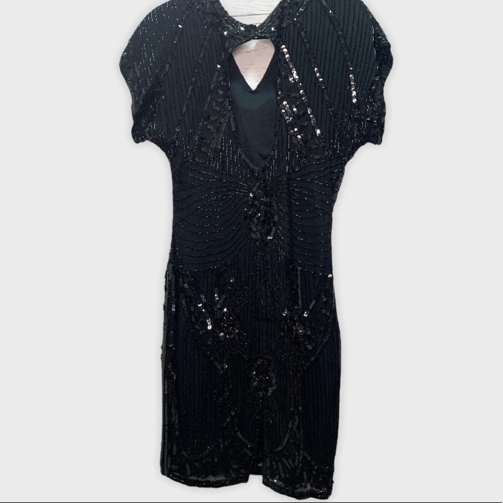 VINTAGE STENAY LITTLE BLACK DRESS SEQUINS - Picture 2 of 2